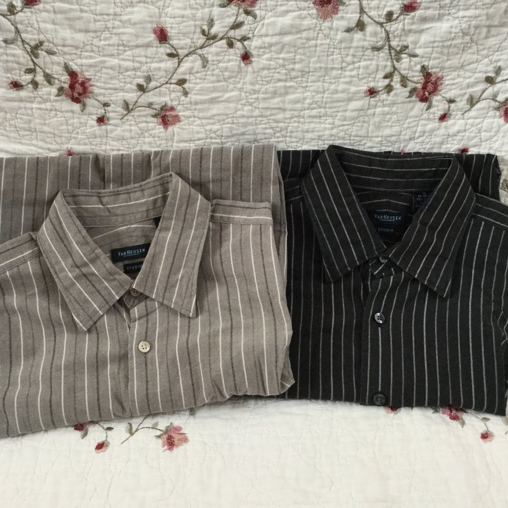 MEN'S Bundle of Two Short Sleeve Van Heusen Studio Shirts - Picture 2 of 7